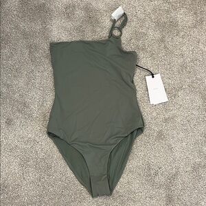 NWT Onia size S One-Shoulder Olive Green Women's Swimsuit